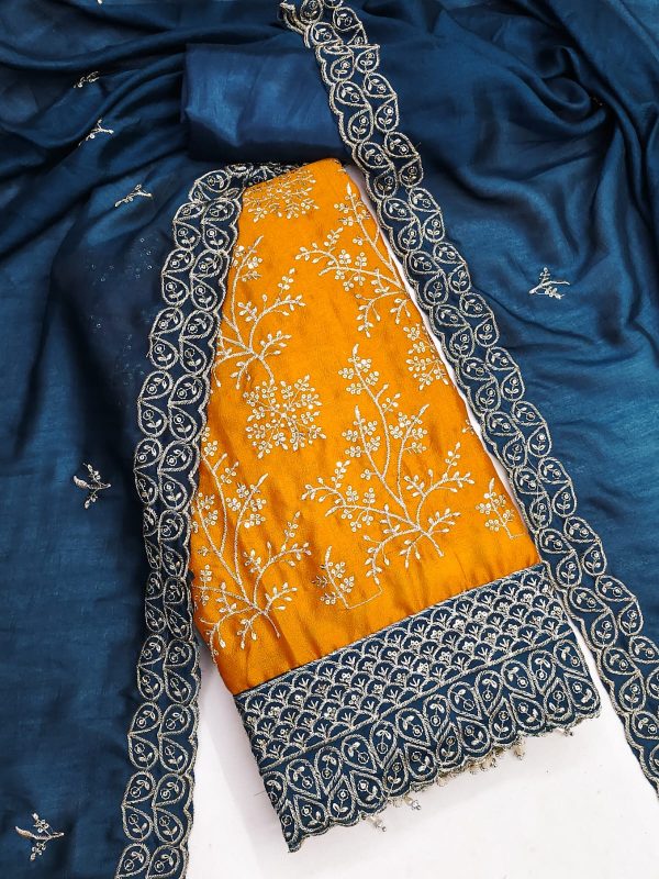DESIGNER SUITS DS VICHITRA SILK SUITS MATERIALS