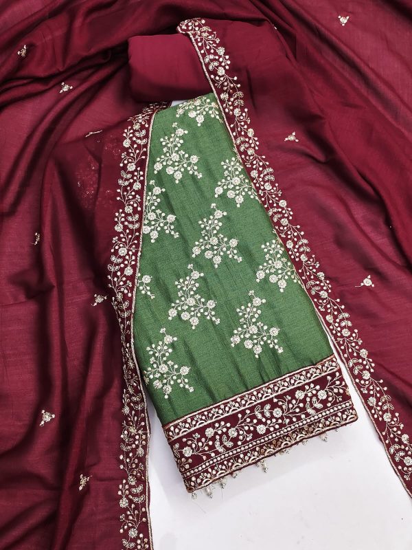 DESIGNER SUITS DS VICHITRA SILK SUITS MATERIALS