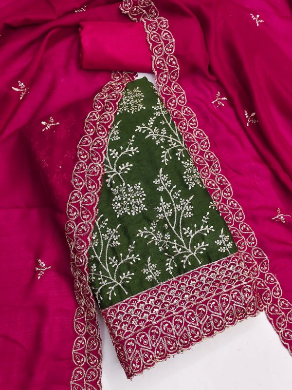 DESIGNER SUITS DS VICHITRA SILK SUITS MATERIALS