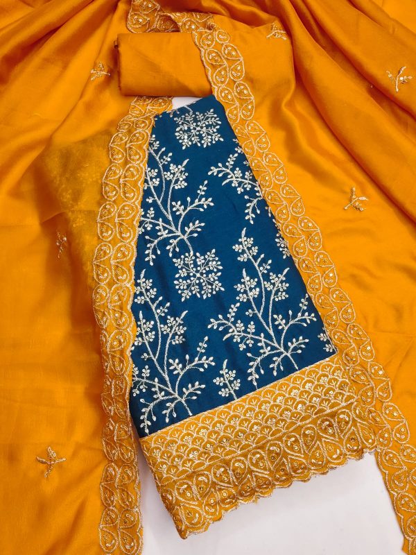 DESIGNER SUITS DS VICHITRA SILK SUITS MATERIALS