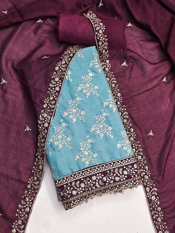 DESIGNER SUITS DS VICHITRA SILK SUITS MATERIALS