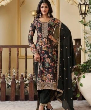 DHK 1353 C DESIGNER CHINON SILK SALWAR SUITS