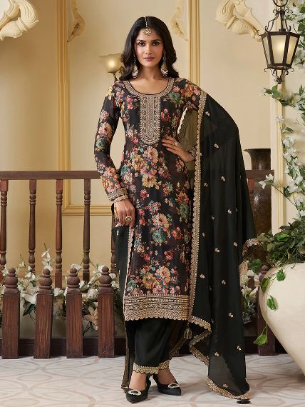 DHK 1353 C DESIGNER CHINON SILK SALWAR SUITS