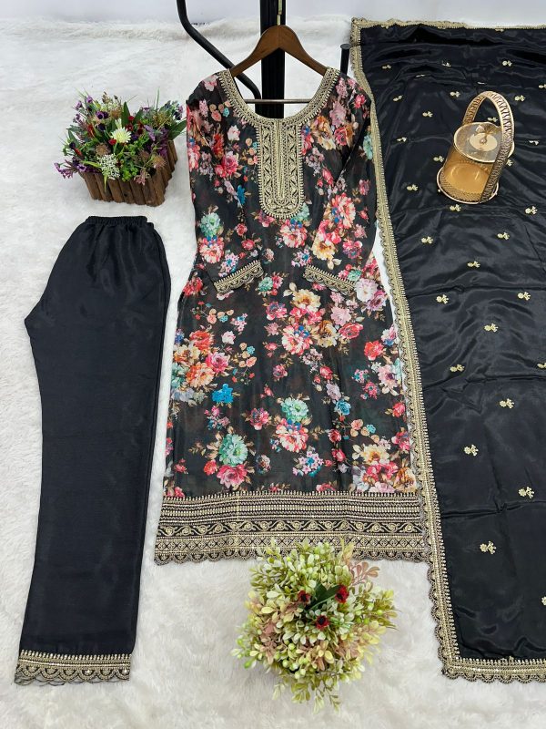 DHK 1353 C DESIGNER CHINON SILK SALWAR SUITS