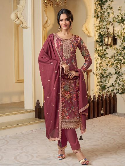 DHK 1353 D DESIGNER CHINON SILK SALWAR SUITS