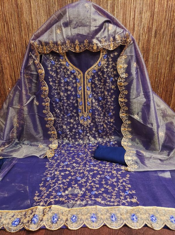 F 13 STUDIO ORGANZA SILK WORK SUITS MATERIALS