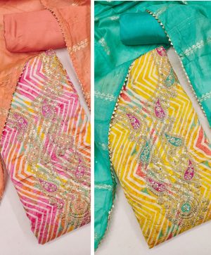 F 13 STUDIO PV CHANDERI PRINT SUITS MATERIALS