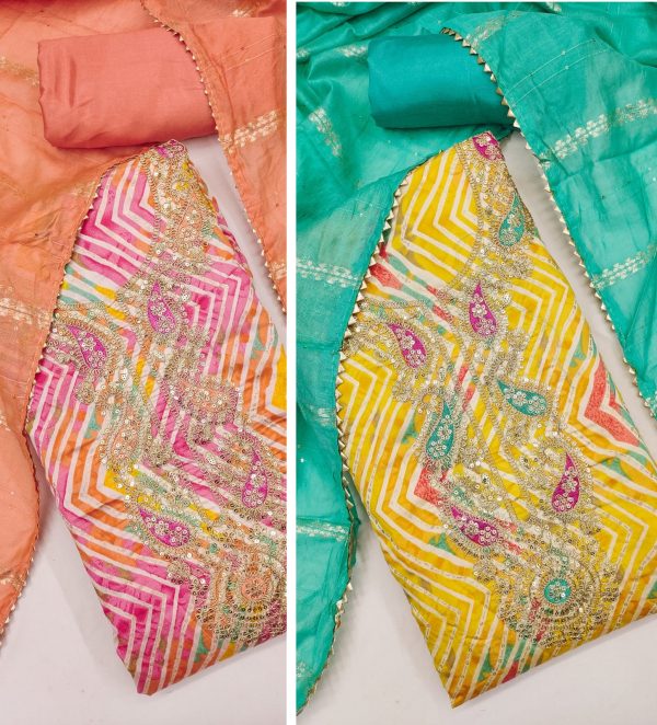 F 13 STUDIO PV CHANDERI PRINT SUITS MATERIALS