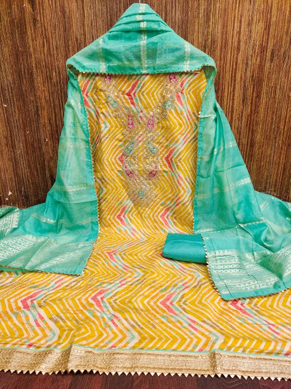 F 13 STUDIO PV CHANDERI PRINT SUITS MATERIALS