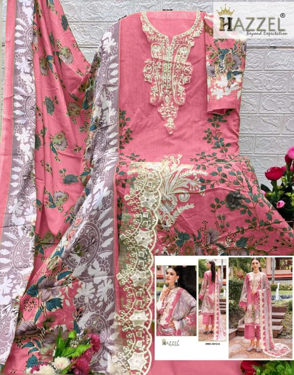 HAZZEL 0312 A COTTON EMBROIDERED PAKISTANI SUITS
