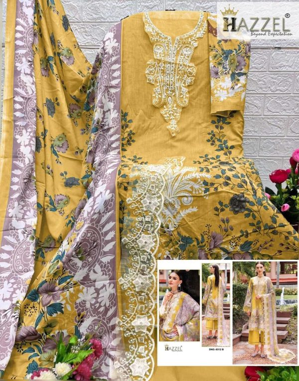 HAZZEL 0312 B COTTON EMBROIDERED PAKISTANI SUITS