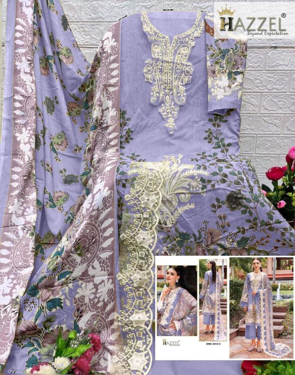 HAZZEL 0312 C COTTON EMBROIDERED PAKISTANI SUITS