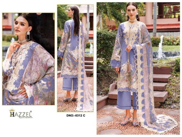 HAZZEL 0312 C COTTON EMBROIDERED PAKISTANI SUITS