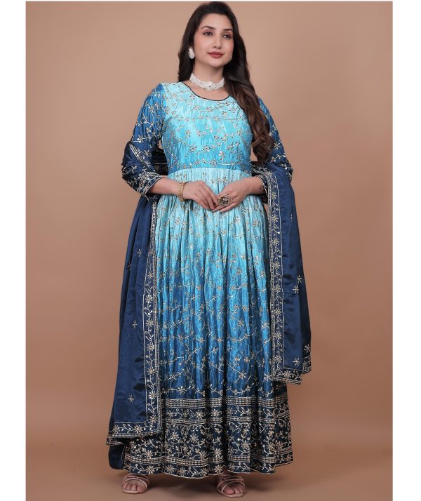 HK 1716 B DESIGNER CHINON SILK GOWN WHOLESALE