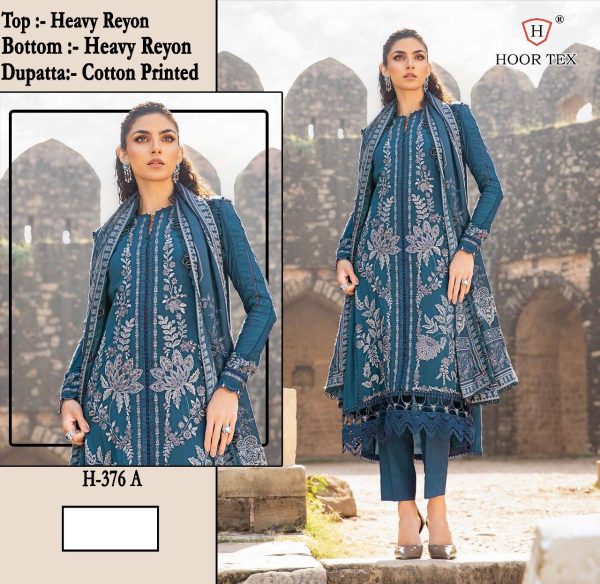HOOR TEX H 376 A RAYON PAKISTANI SUITS ONLINE
