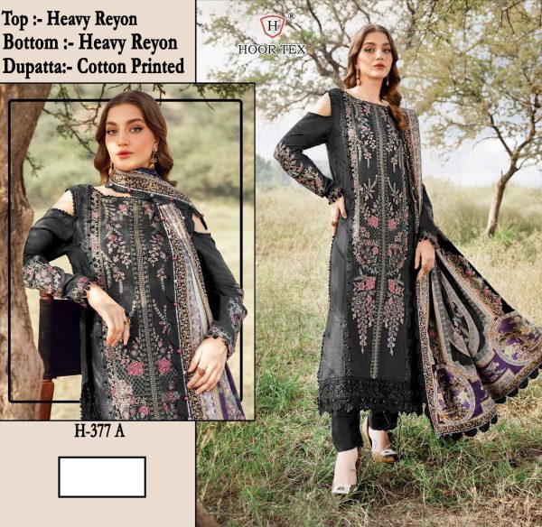 HOOR TEX H 377 A PAKISTANI RAYON SALWAR SUITS