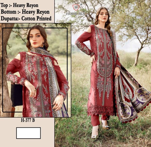 HOOR TEX H 377 B PAKISTANI RAYON SALWAR SUITS