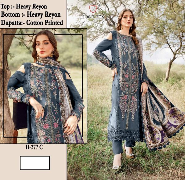 HOOR TEX H 377 C PAKISTANI RAYON SALWAR SUITS
