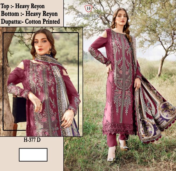 HOOR TEX H 377 D PAKISTANI RAYON SALWAR SUITS