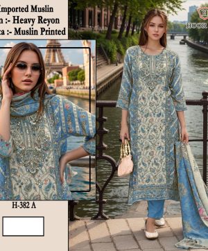 HOOR TEX H 382 A MUSLIN PAKISTANI SALWAR SUITS
