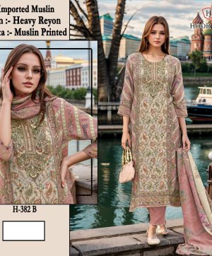 HOOR TEX H 382 B MUSLIN PAKISTANI SALWAR SUITS