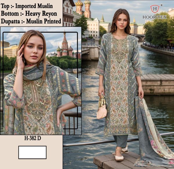 HOOR TEX H 382 D MUSLIN PAKISTANI SALWAR SUITS