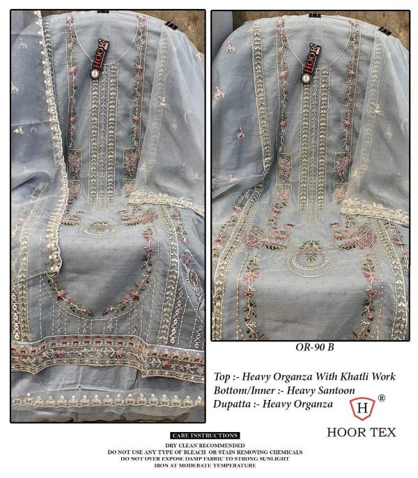 HOOR TEX OR 90 B ORGANZA PAKISTANI SUITS IN INDIA