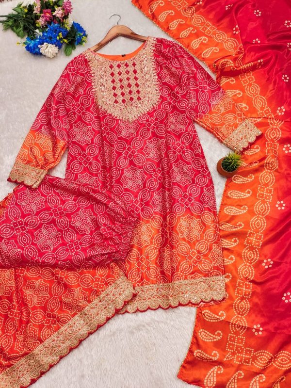 KALEESHA FAB YD 014 READYMADE CHINON SILK SUITS