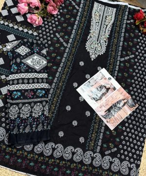 MEHBOOB TEX 1505 SAHNAZ BLACK WHITE COTTON SUITS