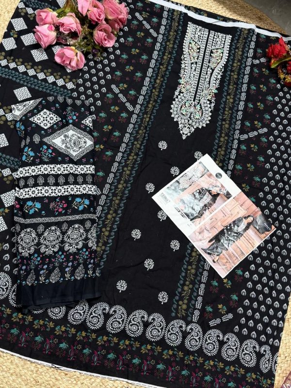 MEHBOOB TEX 1505 SAHNAZ BLACK WHITE COTTON SUITS
