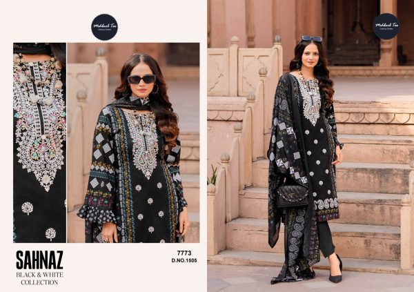 MEHBOOB TEX 1505 SAHNAZ BLACK WHITE COTTON SUITS