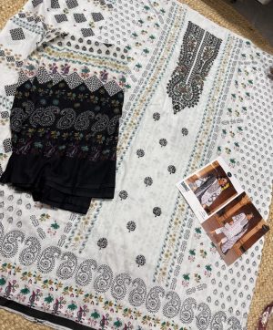 MEHBOOB TEX 1506 SAHNAZ BLACK WHITE COTTON SUITS