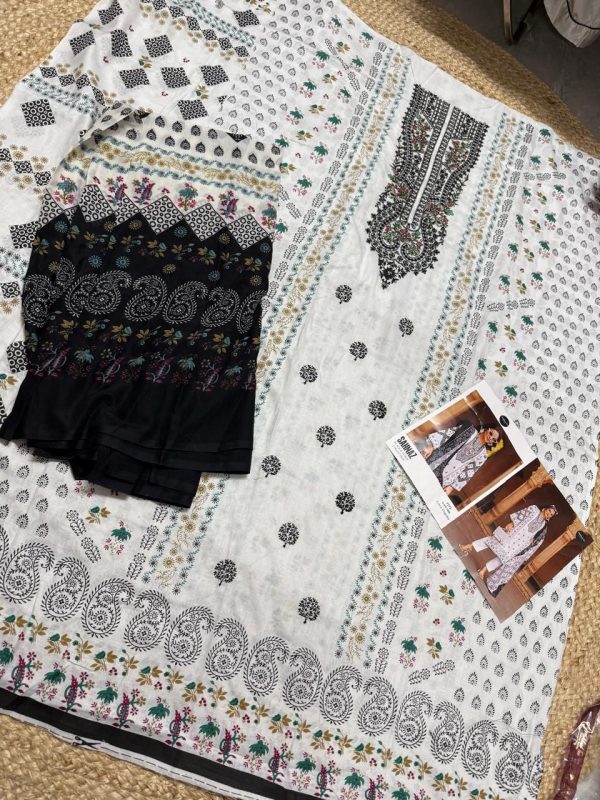 MEHBOOB TEX 1506 SAHNAZ BLACK WHITE COTTON SUITS