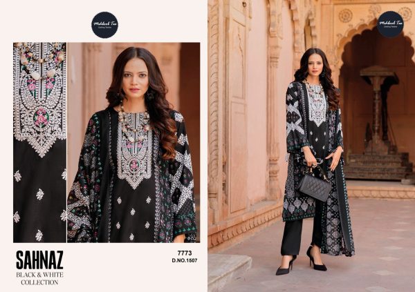 MEHBOOB TEX 1507 SAHNAZ BLACK WHITE COTTON SUITS