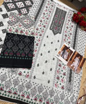 MEHBOOB TEX 1508 SAHNAZ BLACK WHITE COTTON SUITS