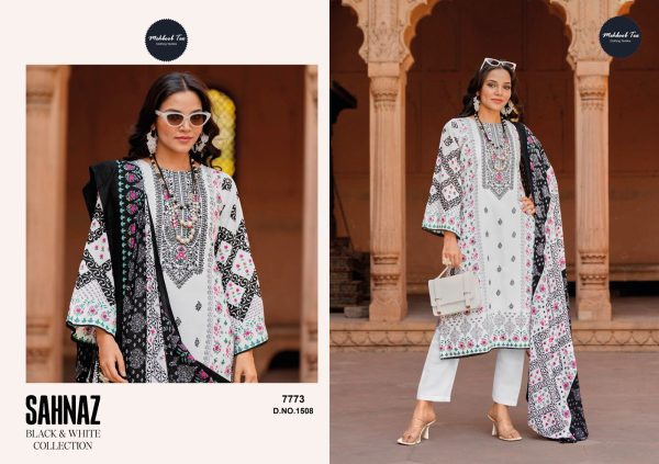 MEHBOOB TEX 1508 SAHNAZ BLACK WHITE COTTON SUITS