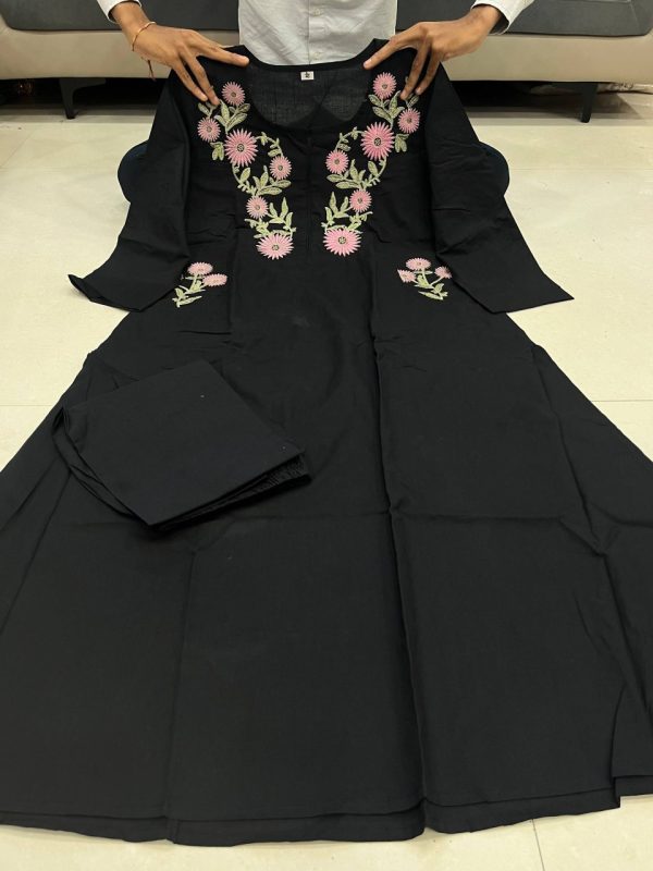 MURTI TRENDS COTTON 2 SIDE POCKET BLACK KURTI