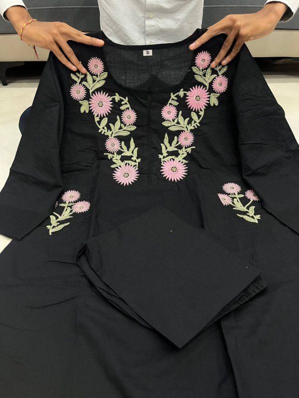 MURTI TRENDS COTTON 2 SIDE POCKET BLACK KURTI