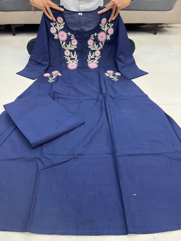 MURTI TRENDS COTTON 2 SIDE POCKET BLUE KURTI