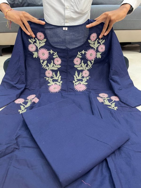 MURTI TRENDS COTTON 2 SIDE POCKET BLUE KURTI