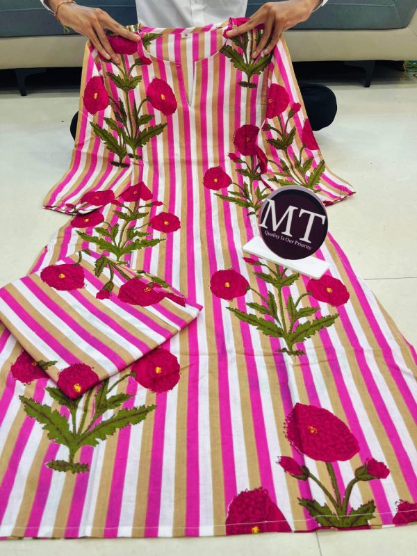MURTI TRENDS PINK COTTON CORD SET STYLE KURTI