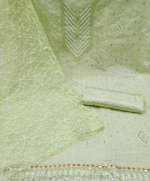 RN SILK MILL CHANDERI EMBROIDERED MATERIALS IN SURAT