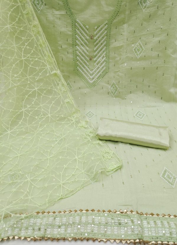 RN SILK MILL CHANDERI EMBROIDERED MATERIALS IN SURAT