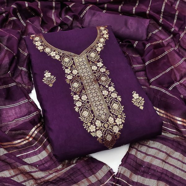 RN SILK MILL DYEABLE BANARSI SUITS MATERIALS