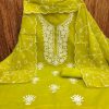 RN SILK MILL HEAVY CHANDERI NECK EMBROIDERED SUITS