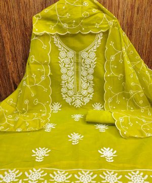 RN SILK MILL HEAVY CHANDERI NECK EMBROIDERED SUITS