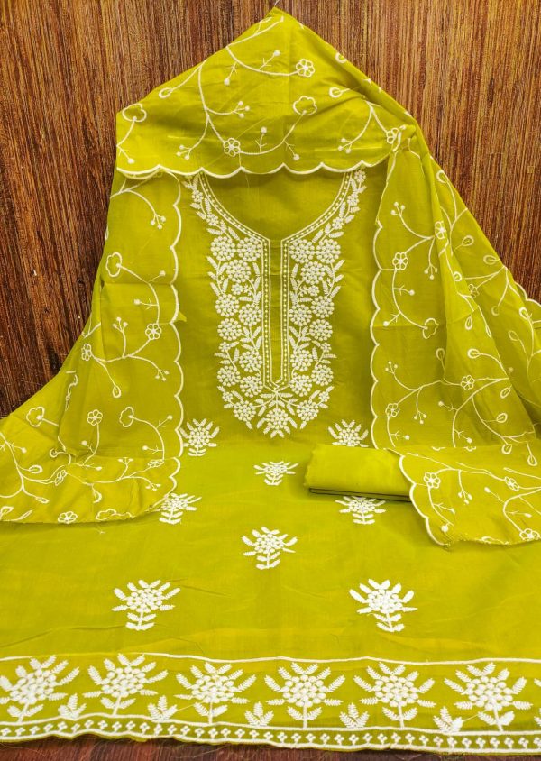 RN SILK MILL HEAVY CHANDERI NECK EMBROIDERED SUITS
