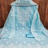 RN SILK MILL HEAVY CHANDERI NECK EMBROIDERED SUITS