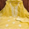 RN SILK MILL HEAVY CHANDERI NECK EMBROIDERED SUITS