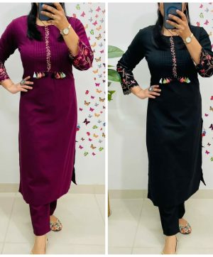 SHRUTI CREATION COTTON EMBROIDERED WORK KURTI